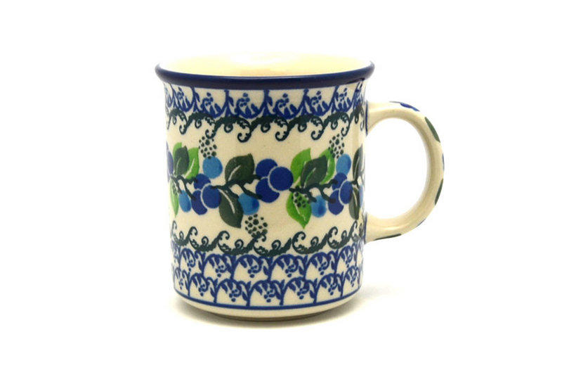 Polish Pottery Mug - Straight Sided - Blue Berries
