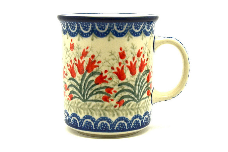 Polish Pottery Mug - Straight Sided - Crimson Bells