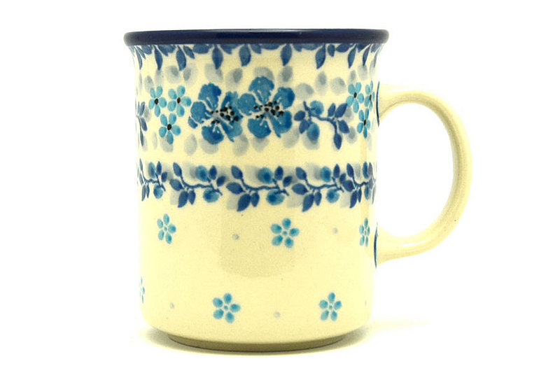 Polish Pottery Mug - Straight Sided - Flax Flower