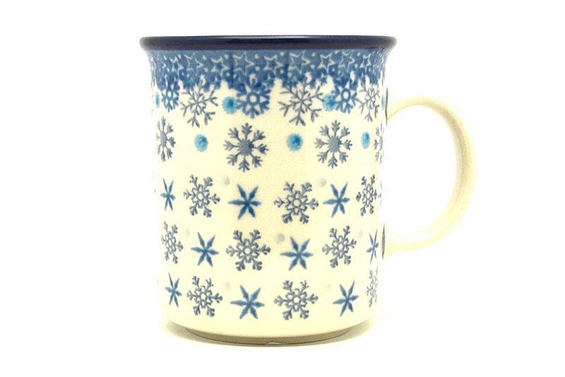 Polish Pottery Mug - Straight Sided - Silver Snow