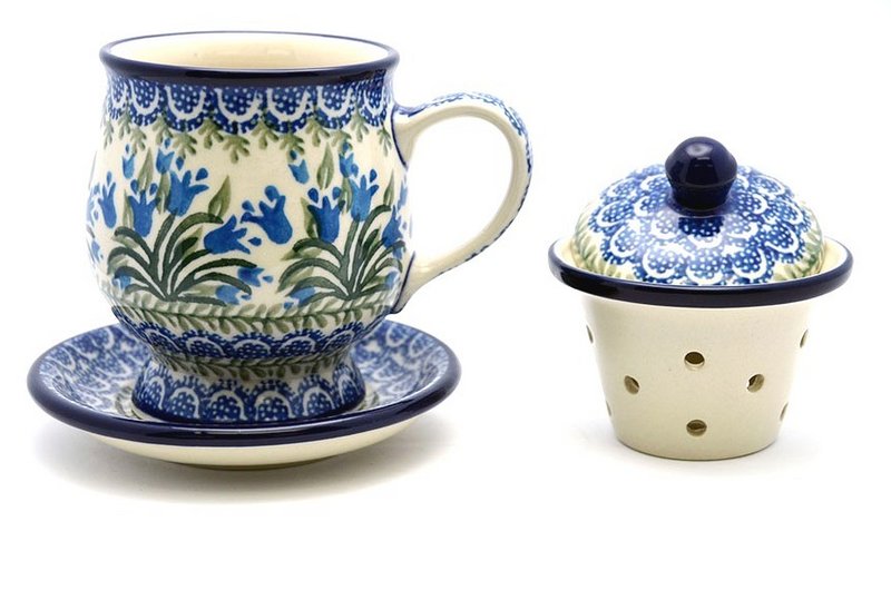 Ceramika Artystyczna Polish Pottery Mug - with Infuser - Blue Bells 122-1432a (Ceramika Artystyczna)