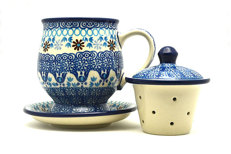 Ceramika Artystyczna Polish Pottery Mug - with Infuser - Blue Yonder 122-2187a (Ceramika Artystyczna)