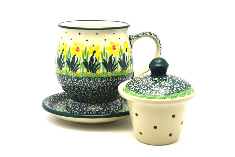 Ceramika Artystyczna Polish Pottery Mug - with Infuser - Daffodil 122-2122q (Ceramika Artystyczna)