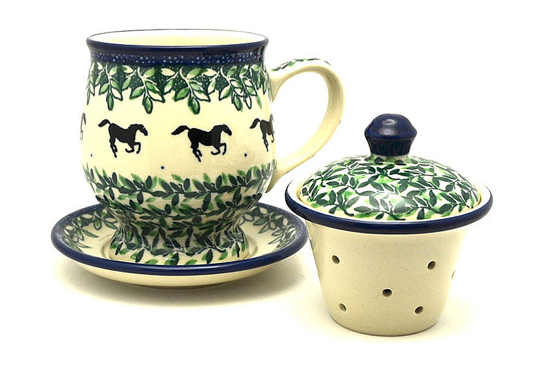 Ceramika Artystyczna Polish Pottery Mug - with Infuser - Dark Horse 122-2241a (Ceramika Artystyczna)
