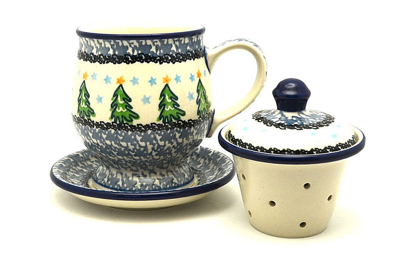 Ceramika Artystyczna Polish Pottery Mug - with Infuser - Evergreens 122-1719a (Ceramika Artystyczna)