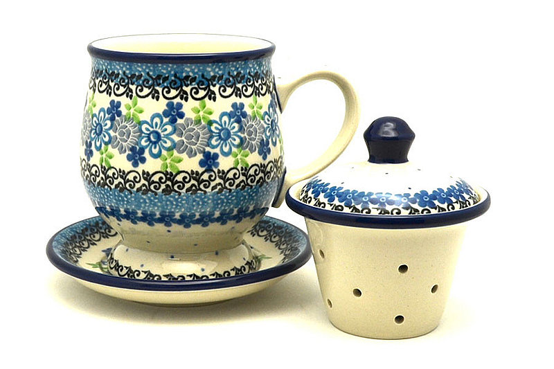 Ceramika Artystyczna Polish Pottery Mug - with Infuser - Flower Works 122-2633a (Ceramika Artystyczna)