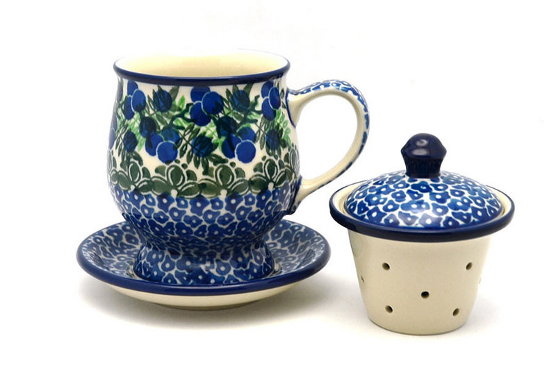Polish Pottery Mug - with Infuser - Huckleberry