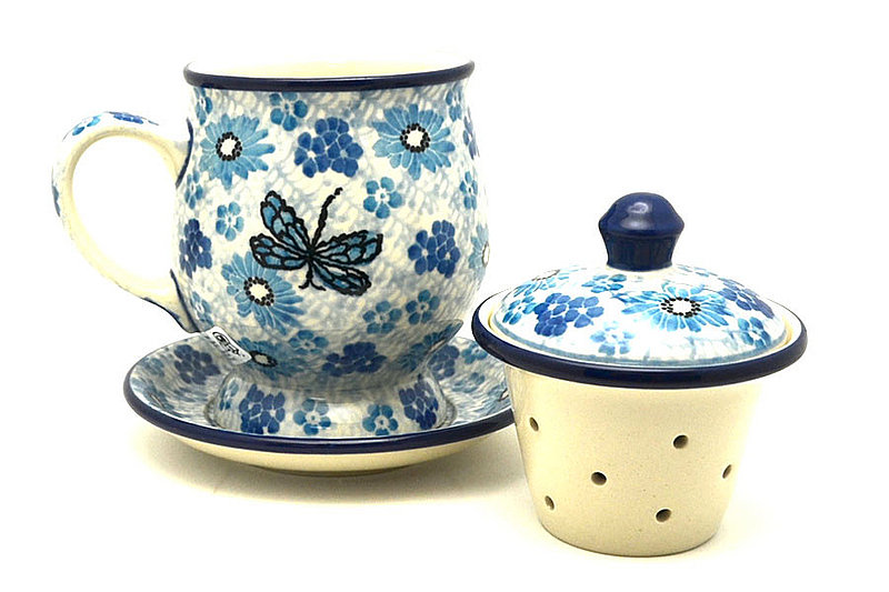 Ceramika Artystyczna Polish Pottery Mug - with Infuser - Misty Dragonfly 122-2818a (Ceramika Artystyczna)
