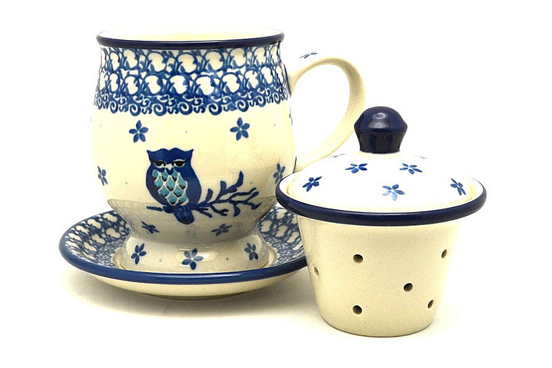 Ceramika Artystyczna Polish Pottery Mug - with Infuser - Night Owl 122-2796a (Ceramika Artystyczna)