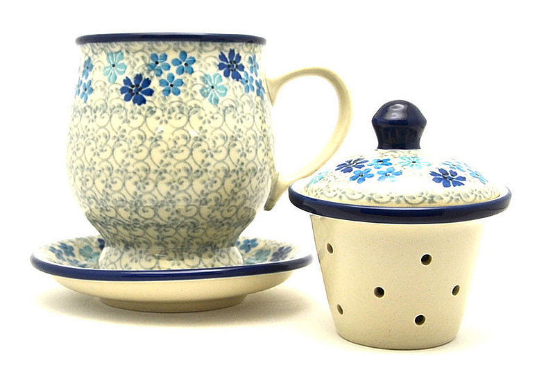 Polish Pottery Mug - with Infuser - Sea Blossom