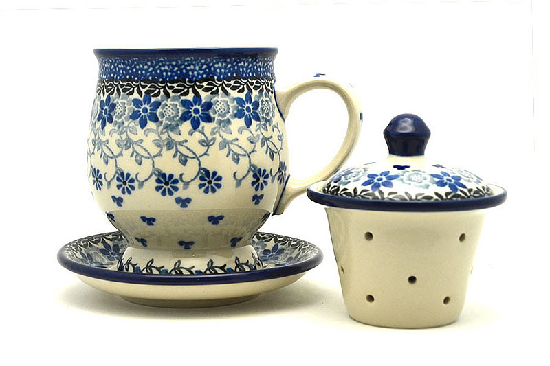 Ceramika Artystyczna Polish Pottery Mug - with Infuser - Silver Lace 122-2158a (Ceramika Artystyczna)