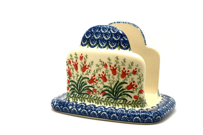 Ceramika Artystyczna Polish Pottery Napkin Holder - Crimson Bells 487-1437a (Ceramika Artystyczna)