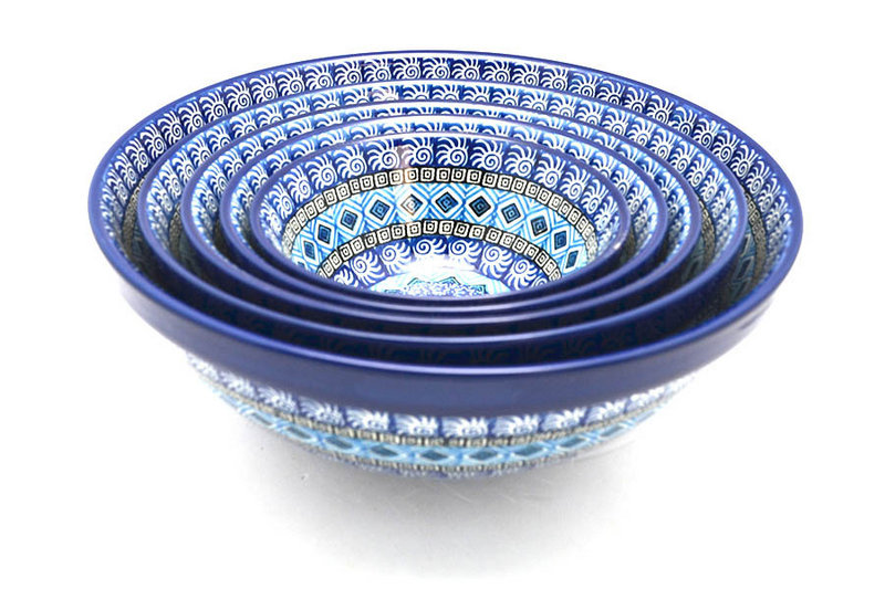Ceramika Artystyczna Polish Pottery Nesting Bowl Set - Aztec Sky S05-1917a (Ceramika Artystyczna)