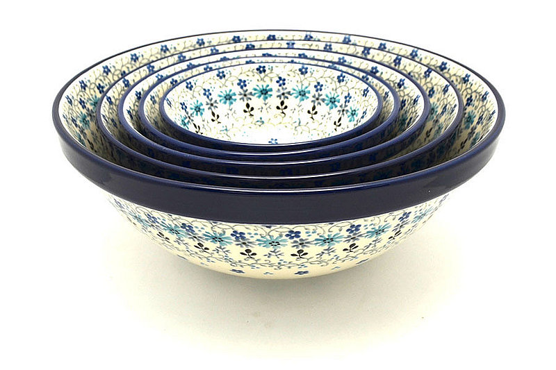 Polish Pottery Nesting Bowl Set - Bachelor Button