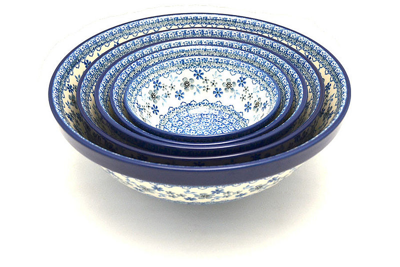 Polish Pottery Nesting Bowl Set - Blue Horizon