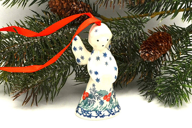 Ceramika Artystyczna Polish Pottery Ornament - Angel - Winter Holly C67-2973a (Ceramika Artystyczna)