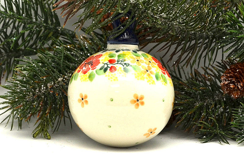 Ceramika Artystyczna Polish Pottery Ornament - Ball - Autumn Burst 186-2363a (Ceramika Artystyczna)