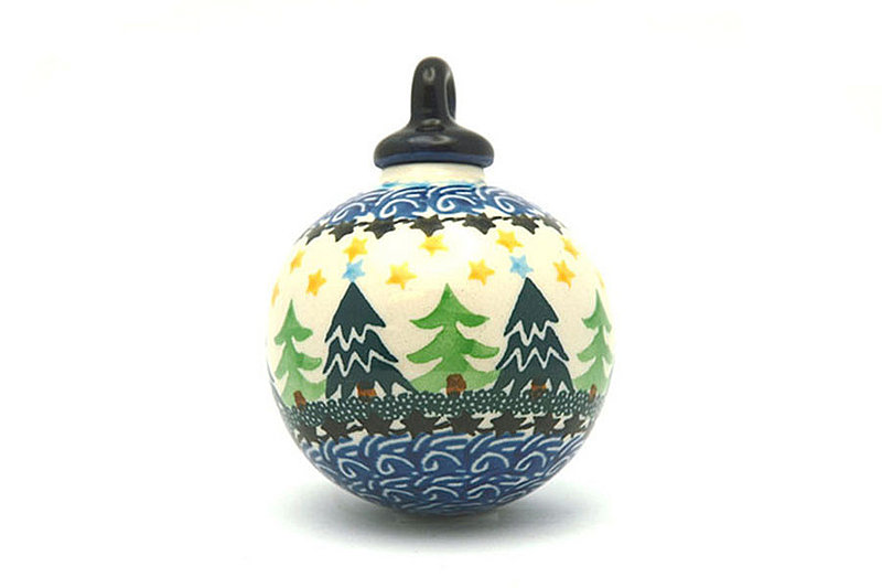 Ceramika Artystyczna Polish Pottery Ornament - Ball - Christmas Trees 186-1284a (Ceramika Artystyczna)
