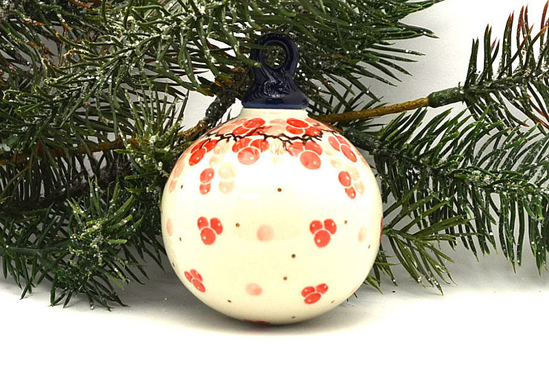 Ceramika Artystyczna Polish Pottery Ornament - Ball - Pink Peppercorn 186-2387a (Ceramika Artystyczna)