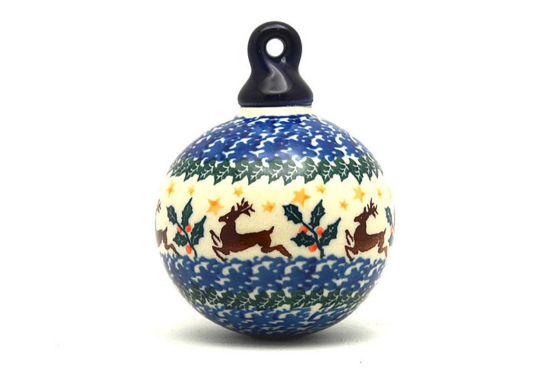 Ceramika Artystyczna Polish Pottery Ornament - Ball - Prancer 186-1485a (Ceramika Artystyczna)