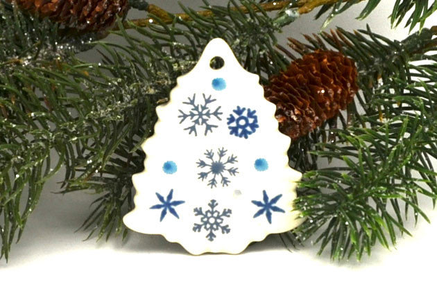Ceramika Artystyczna Polish Pottery Ornament - Christmas Tree - Silver Snow A87-2974a (Ceramika Artystyczna)