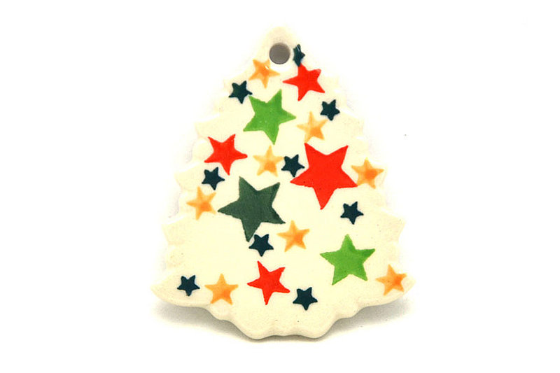 Ceramika Artystyczna Polish Pottery Ornament - Christmas Tree - Star Studded A87-2258a (Ceramika Artystyczna)