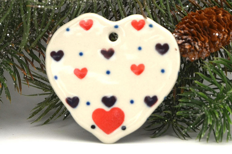 Ceramika Artystyczna Polish Pottery Ornament - Heart - Love Struck A86-2108a (Ceramika Artystyczna)