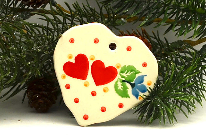 Ceramika Artystyczna Polish Pottery Ornament - Heart - Sweet Hearts A86-2732a (Ceramika Artystyczna)