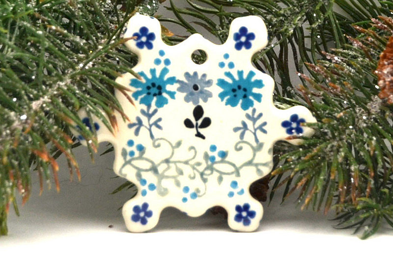 Ceramika Artystyczna Polish Pottery Ornament - Snowflake - Bachelor Button A88-2641a (Ceramika Artystyczna)