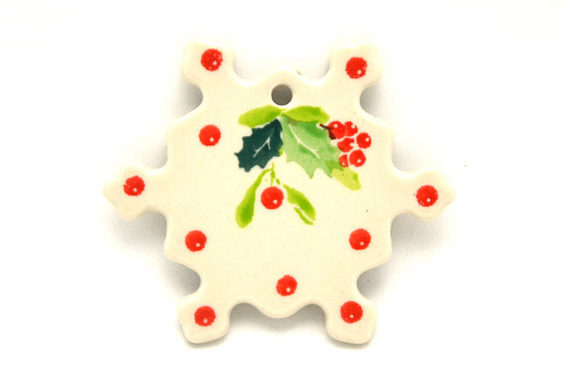 Ceramika Artystyczna Polish Pottery Ornament - Snowflake - Christmas Holly A88-2541a (Ceramika Artystyczna)