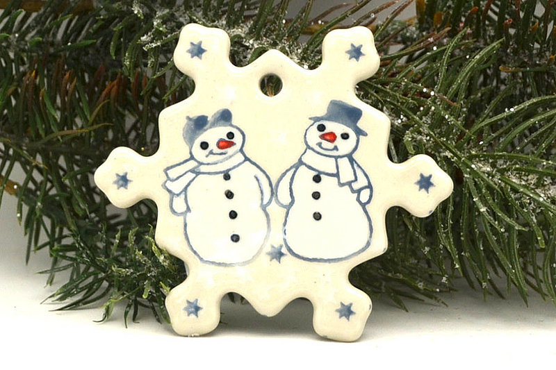 Ceramika Artystyczna Polish Pottery Ornament - Snowflake - Frost & Flurry A88-2793a (Ceramika Artystyczna)