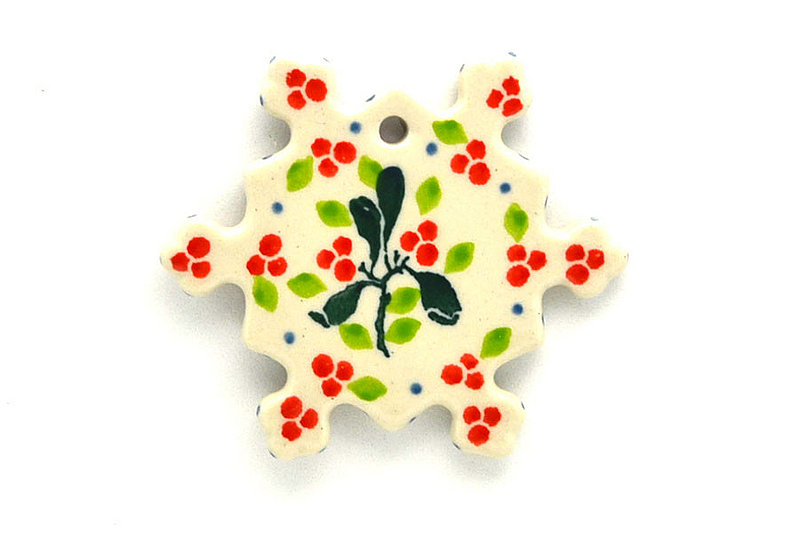 Ceramika Artystyczna Polish Pottery Ornament - Snowflake - Mistletoe A88-2390a (Ceramika Artystyczna)
