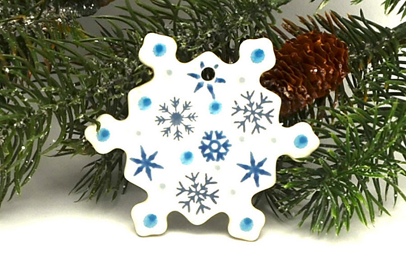 Ceramika Artystyczna Polish Pottery Ornament - Snowflake - Silver Snow A88-2974a (Ceramika Artystyczna)