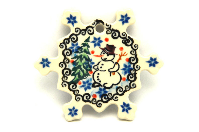 Ceramika Artystyczna Polish Pottery Ornament - Snowflake - Unikat Signature - U4661 A88-U4661 (Ceramika Artystyczna)