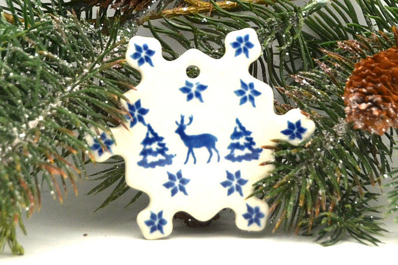 Ceramika Artystyczna Polish Pottery Ornament - Snowflake - Winter Forest A88-1931a (Ceramika Artystyczna)