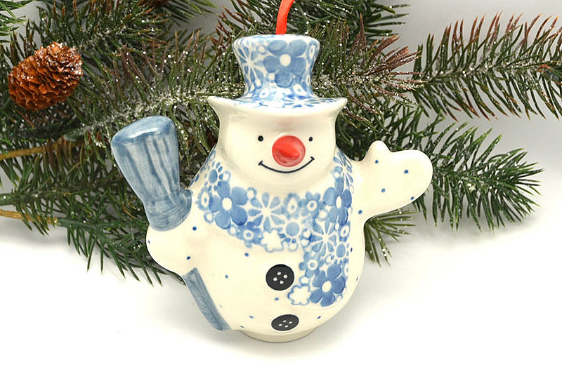 Polish Pottery Ornament - Snowman - Snowshapes