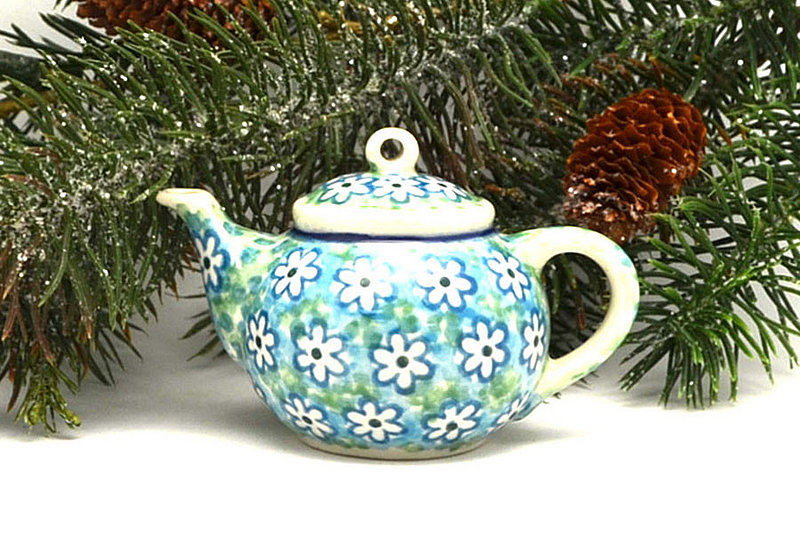 Polish Pottery Ornament - Teapot - Key Lime
