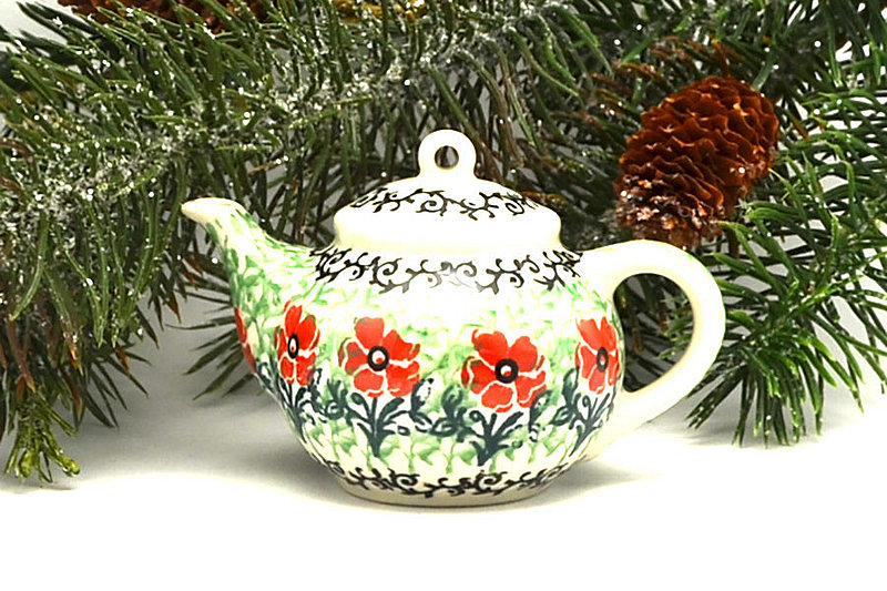 Ceramika Artystyczna Polish Pottery Ornament - Teapot - Maraschino F88-1916a (Ceramika Artystyczna)