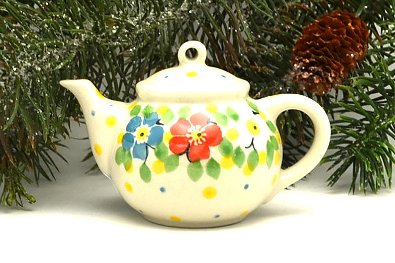 Ceramika Artystyczna Polish Pottery Ornament - Teapot - Summer Blossom F88-2413a (Ceramika Artystyczna)