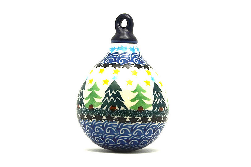 Ceramika Artystyczna Polish Pottery Ornament -Teardrop - Christmas Trees 187-1284a (Ceramika Artystyczna)