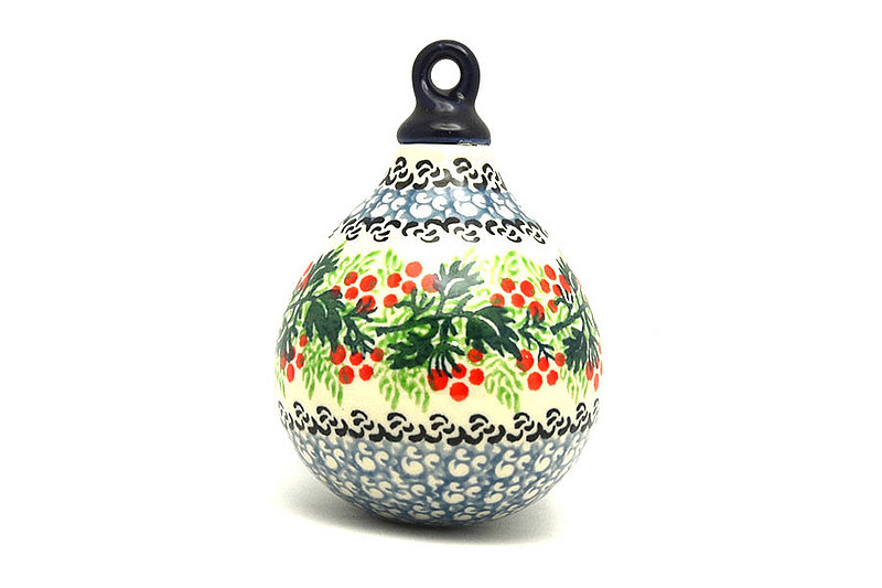 Ceramika Artystyczna Polish Pottery Ornament -Teardrop - Holly Berry 187-1734a (Ceramika Artystyczna)