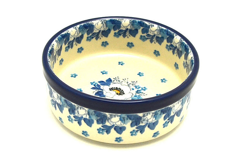 Ceramika Artystyczna Polish Pottery Pet Dish - 10 oz. - White Poppy 365-2222a (Ceramika Artystyczna)