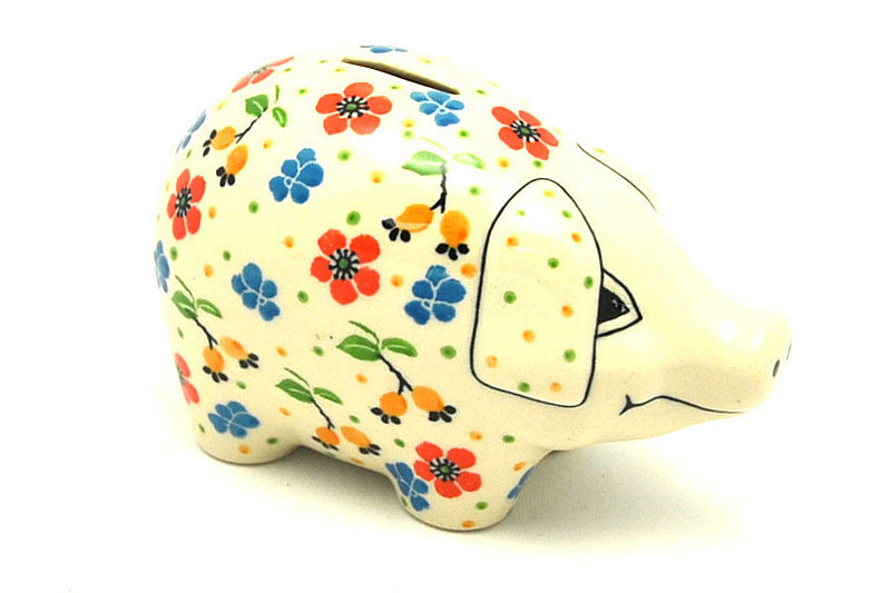 Ceramika Artystyczna Polish Pottery Piggy Bank - Wildflowers 155-2354a (Ceramika Artystyczna)