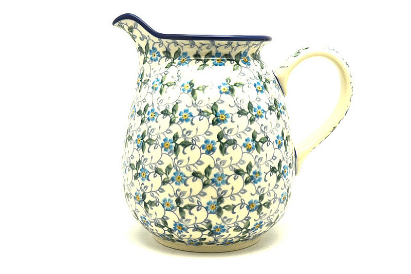 Ceramika Artystyczna Polish Pottery Pitcher - 1 quart - Forget-Me-Knot 078-2089a (Ceramika Artystyczna)