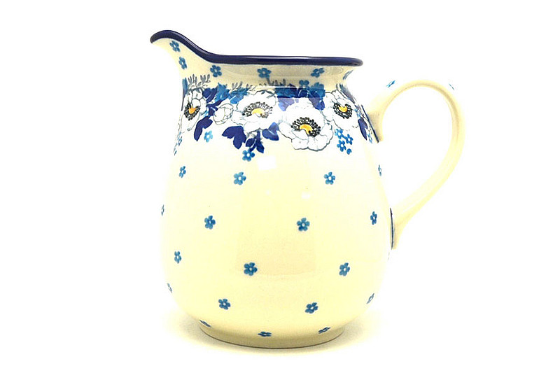 Ceramika Artystyczna Polish Pottery Pitcher - 1 quart - White Poppy 078-2222a (Ceramika Artystyczna)