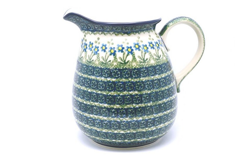 Ceramika Artystyczna Polish Pottery Pitcher - 2 quart - Blue Spring Daisy 082-614a (Ceramika Artystyczna)