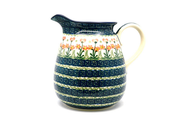 Ceramika Artystyczna Polish Pottery Pitcher - 2 quart - Peach Spring Daisy 082-560a (Ceramika Artystyczna)