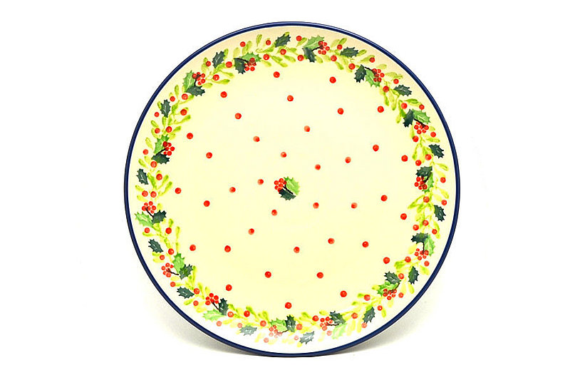 Ceramika Artystyczna Polish Pottery Plate - 10" Dinner - Christmas Holly 257-2541a (Ceramika Artystyczna)