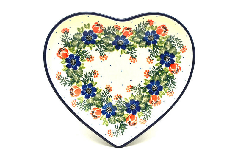 Polish Pottery Plate - Heart - Garden Party