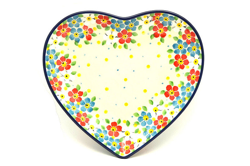 Polish Pottery Plate - Heart - Summer Blossom